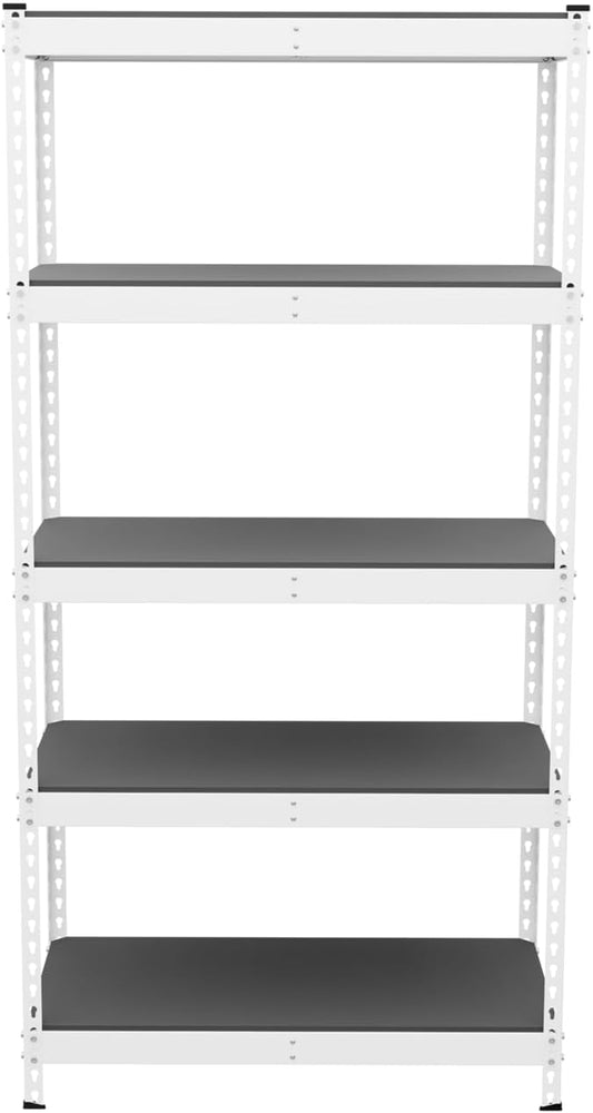 SafeRacks Modular Garage Shelving - 5 Tier Storage Shelves, Tall Metal Rack Shelves for Storage, Heavy Duty Steel Shelf Organizer for Garage, Or Kitchen Pantry (White, 18 x 36 x 72)