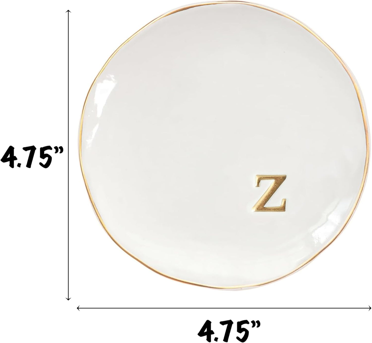 COLLECTIVE HOME - Ceramic Jewelry Tray, Decorative Trinket Dish for Rings Earrings Necklaces Bracelet Watch Keys, Birthday Mother's Day Christmas Gift for Women, 4.75", Glossy (z)