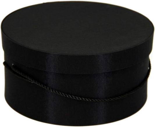 Sarah's Hat Boxes Classic Black Hat Box – 16.75" x 8.5" (Dia. x Ht.) Handmade in USA – Odorless Non-Toxic Adhesive, Cording Handle – Premium Storage for Hats & Accessories