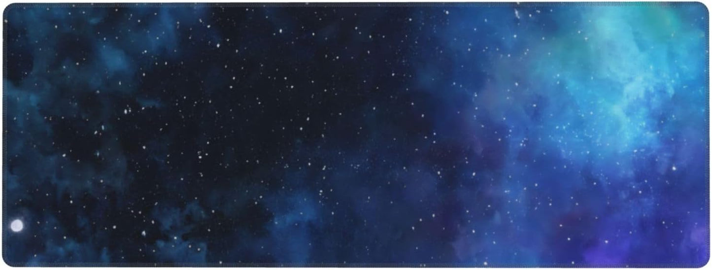 Gaming Mouse Pad, Large Non-Slip Rubber Base Mousepad, Keyboard Mouse Mat, Desk Pad with Stitched Edges, 31.5x11.8inch,Starry Sky