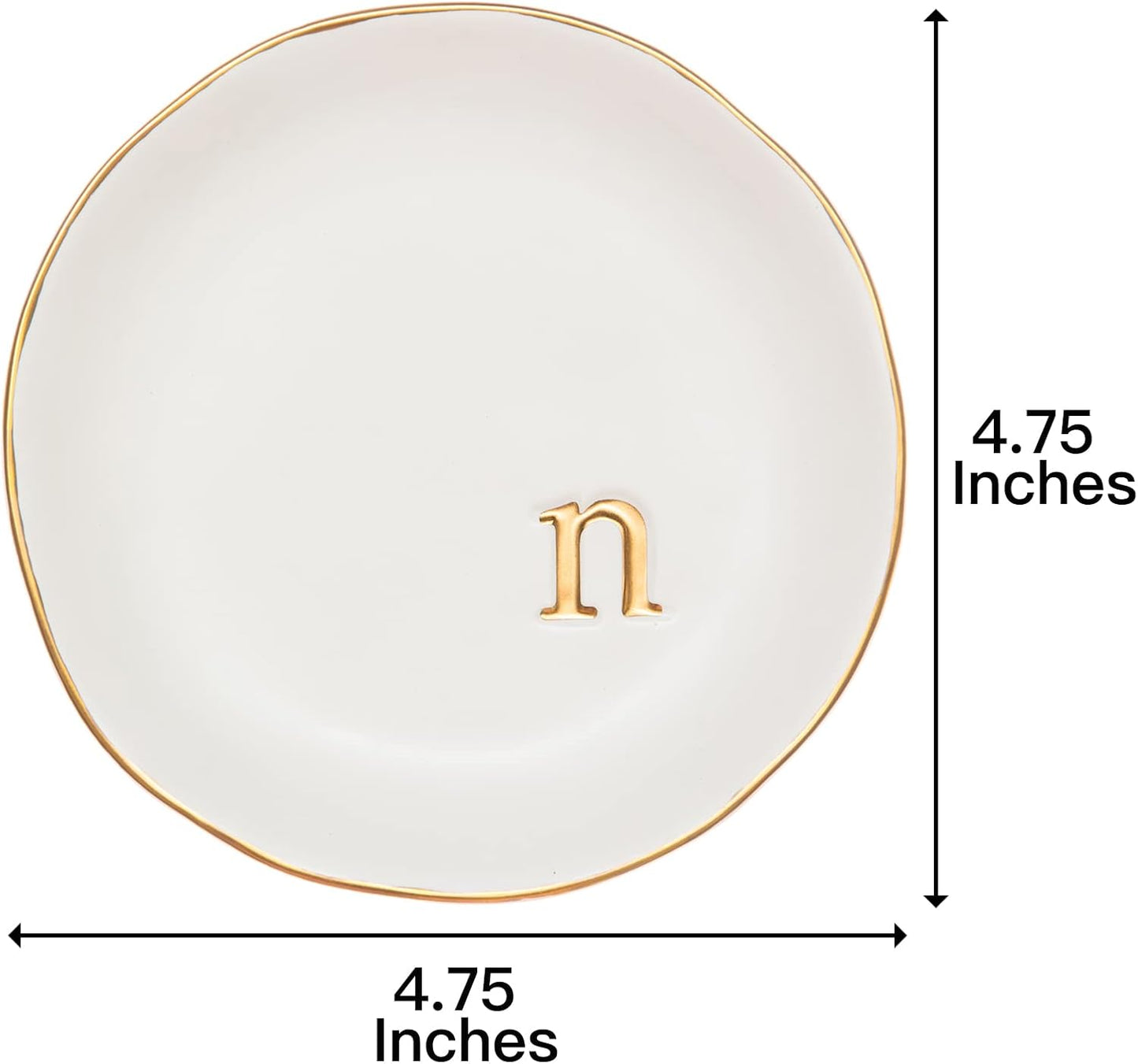 COLLECTIVE HOME - Ceramic Jewelry Tray, Decorative Trinket Dish for Rings Earrings Necklaces Bracelet Watch Keys, Birthday Mother's Day Christmas Gift for Women, 4.75", White Surface (N)