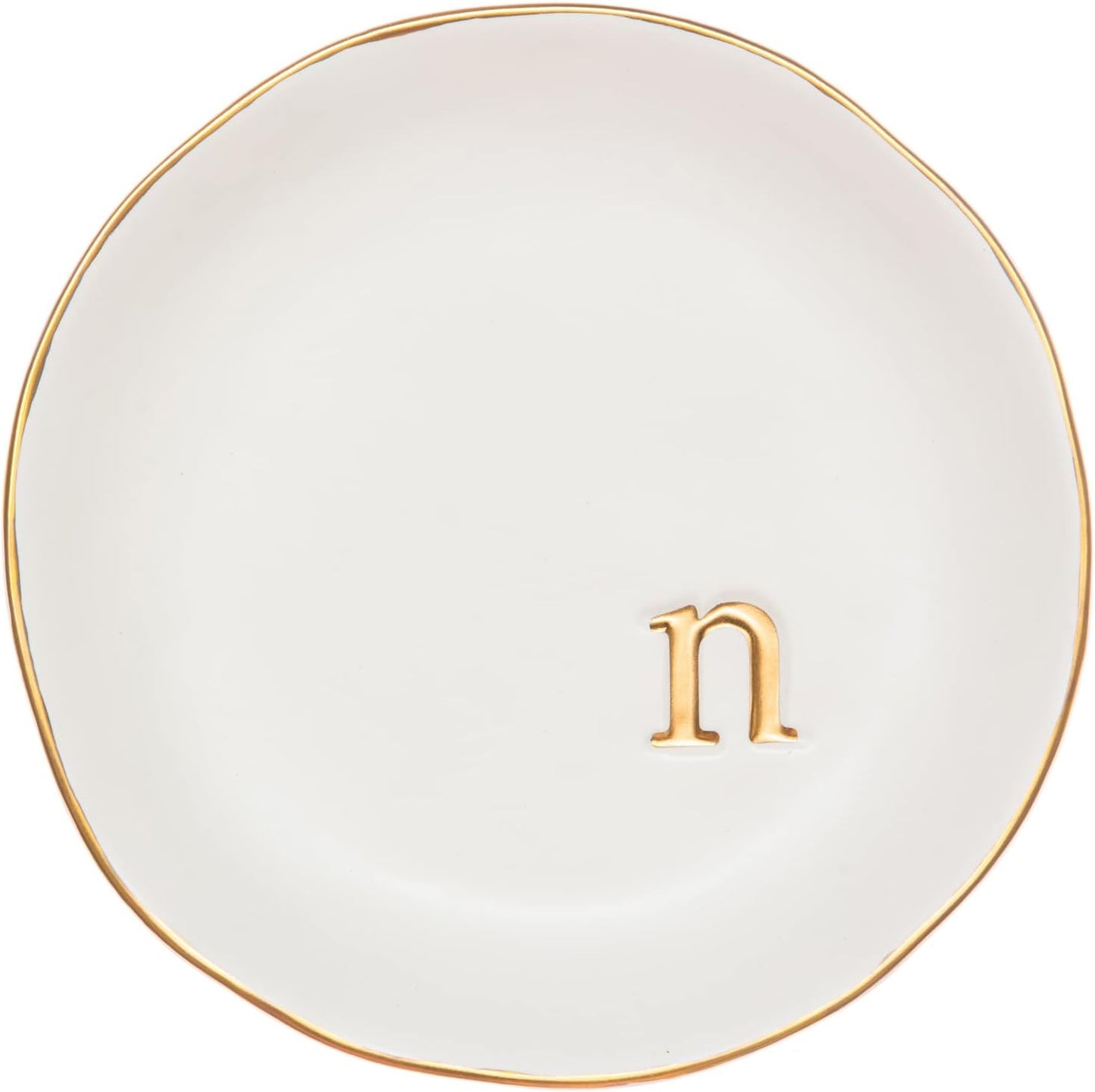 COLLECTIVE HOME - Ceramic Jewelry Tray, Decorative Trinket Dish for Rings Earrings Necklaces Bracelet Watch Keys, Birthday Mother's Day Christmas Gift for Women, 4.75", White Surface (N)