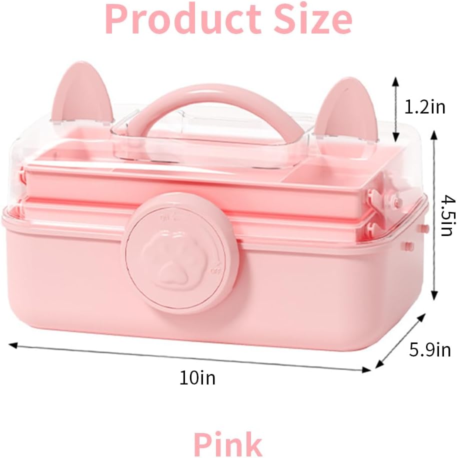 Bow Knot Hair Accessories Organizer Box Cute Dust Proof Childrens Jewelry Storage Box 3 Layers Plastic Storage Box for Hair Clips,Headbands,Hair Bands,Jewelry,Etc