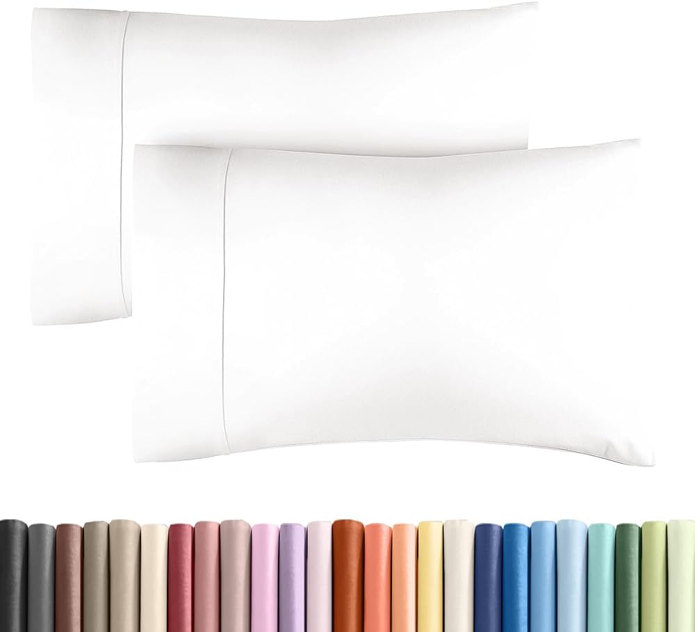 Standard Pillow Cases - 2 Pack - Super Soft Pillowcase Covers - Envelope Enclosure - Hotel Quality Pillow Protectors - Wrinkle Free and Stain Resistant - Machine Washable - 20" x 26" (Antique White)