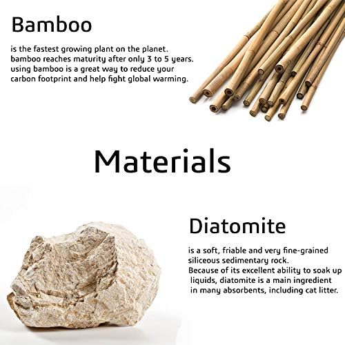 Matani Bamboo Toothbrush Holder Diatomite Tooth Brush Organizer - Storage Stand for Small Bathroom & Counter - Removable Base & Drain Holes, Water-Absorbent & Quick-Drying (Brown)