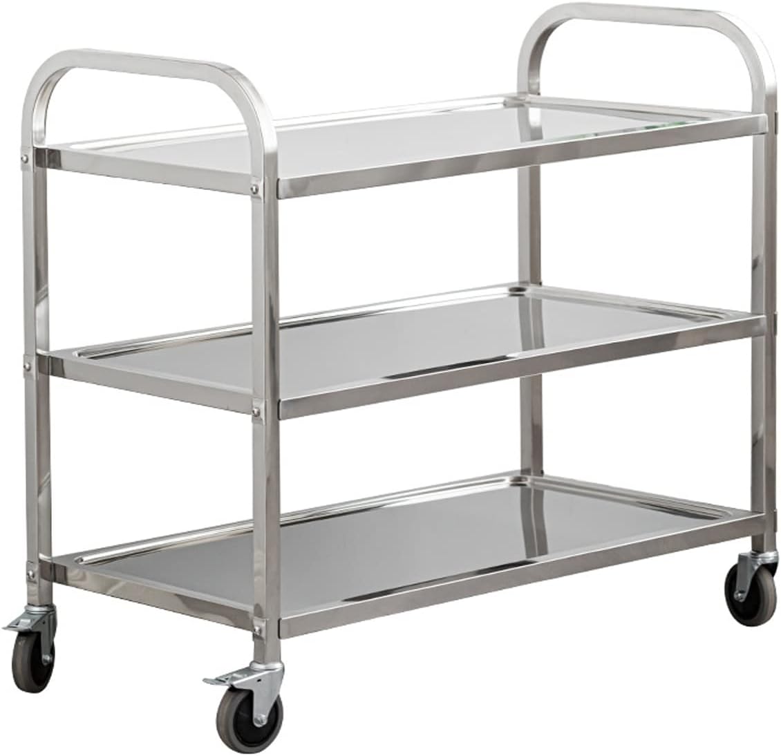 uyoyous 3 Tier Stainless Steel Utility Cart 37"x20"x37" Commercial Heavy Duty Rolling Cart Food Storage Service Trolley with 360°Rotatable Wheels for Kitchen Hotel Restaurant Home Use