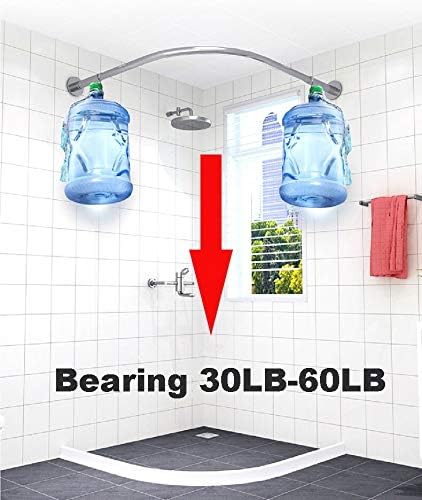 Corner Shower Curtain Rod Adjustable Stainless Steel L Shaped Rack Drill Free Install for Bathroom, Bathtub, Clothing Store (35.5"-51.2" x 35.5"-51.2")
