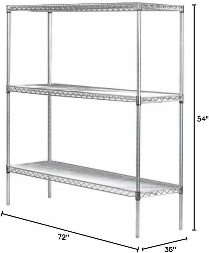Omega 36" Deep x 72" Wide x 54" High 3 Tier Gray Starter Shelving Unit