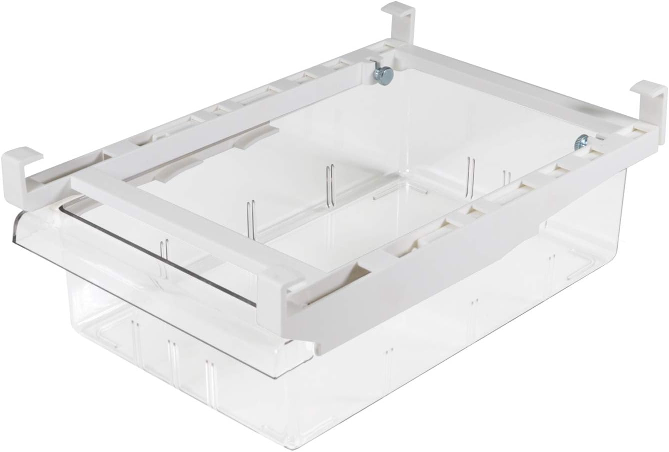 YekouMax Fridge Drawer Organizer, Refrigerator Organizer Bins, Pull Out with Handle, Shelf Holder Storage Box, Clear Container for Food, Drinks, Fit for Fridge Shelf Under 0.6" (1 Pack Medium)