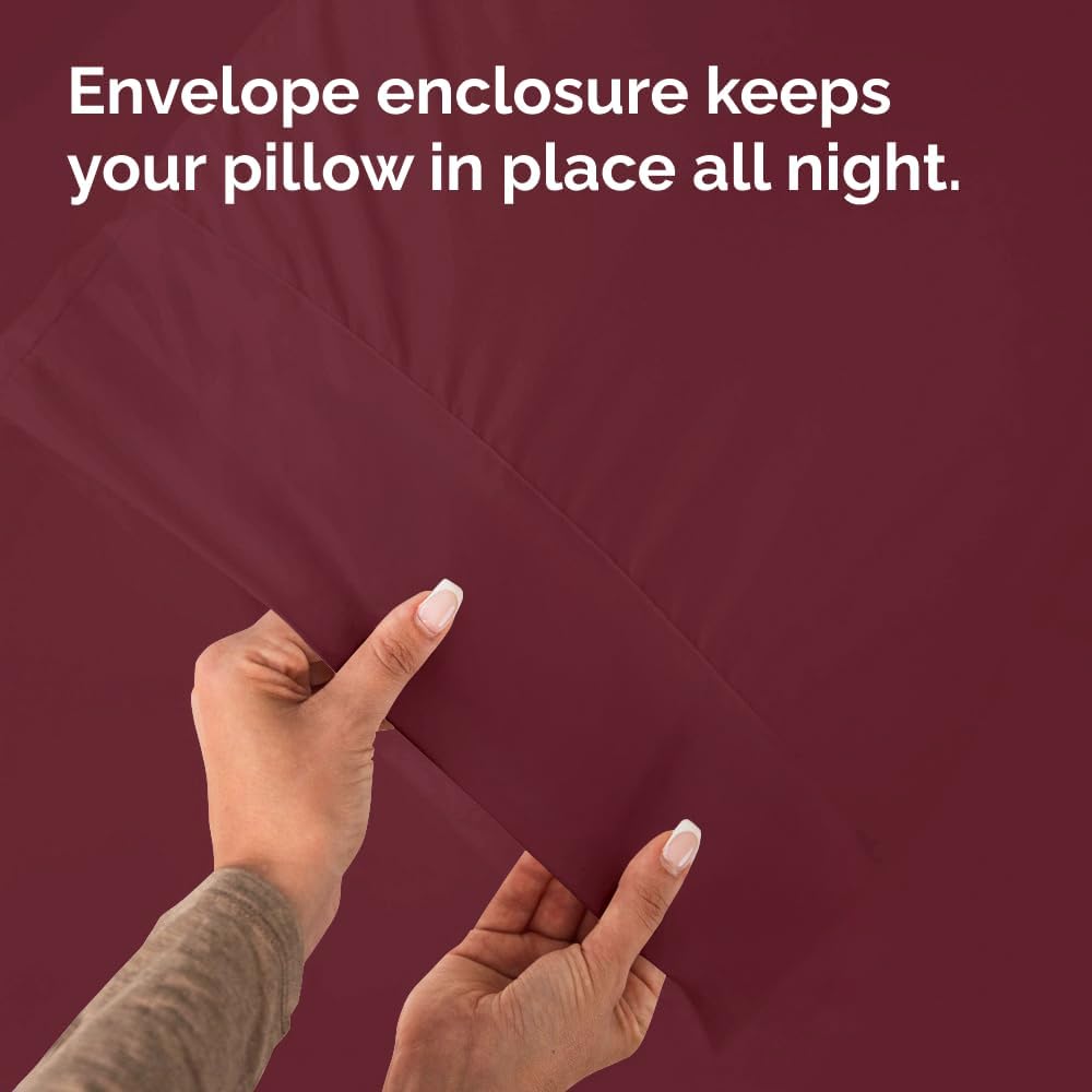 Queen Pillow Cases - 4 Pack - Super Soft Pillowcase Covers - Envelope Enclosure - Hotel Quality Pillow Protectors - Wrinkle Free, Shrink and Stain Resistant - Machine Washable - 20" x 30" (Burgundy)
