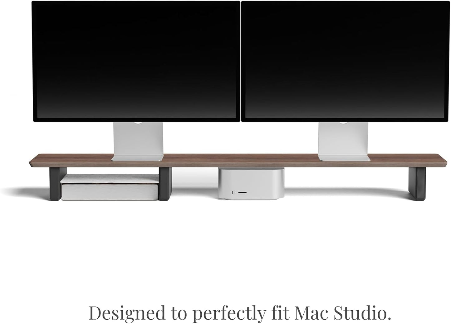 Raico Desk Cockpit Shelf Monitor Stand System Dual Screen Setup Wood Large Desk Accessory Organizer Unit (Walnut, Full Length v2 | 45.7 Inches)