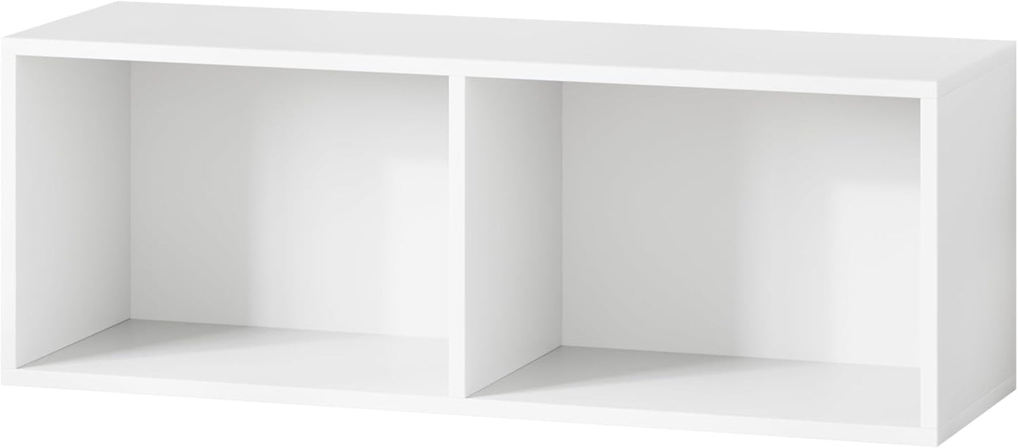 IOTXY DIY Modular Cube Bookcase - CubeXY Customizable Stackable Expandable Basic Shelving Units, 2-Cube Wooden Open Bookshelf for Miscellaneous Storage Organizer, White