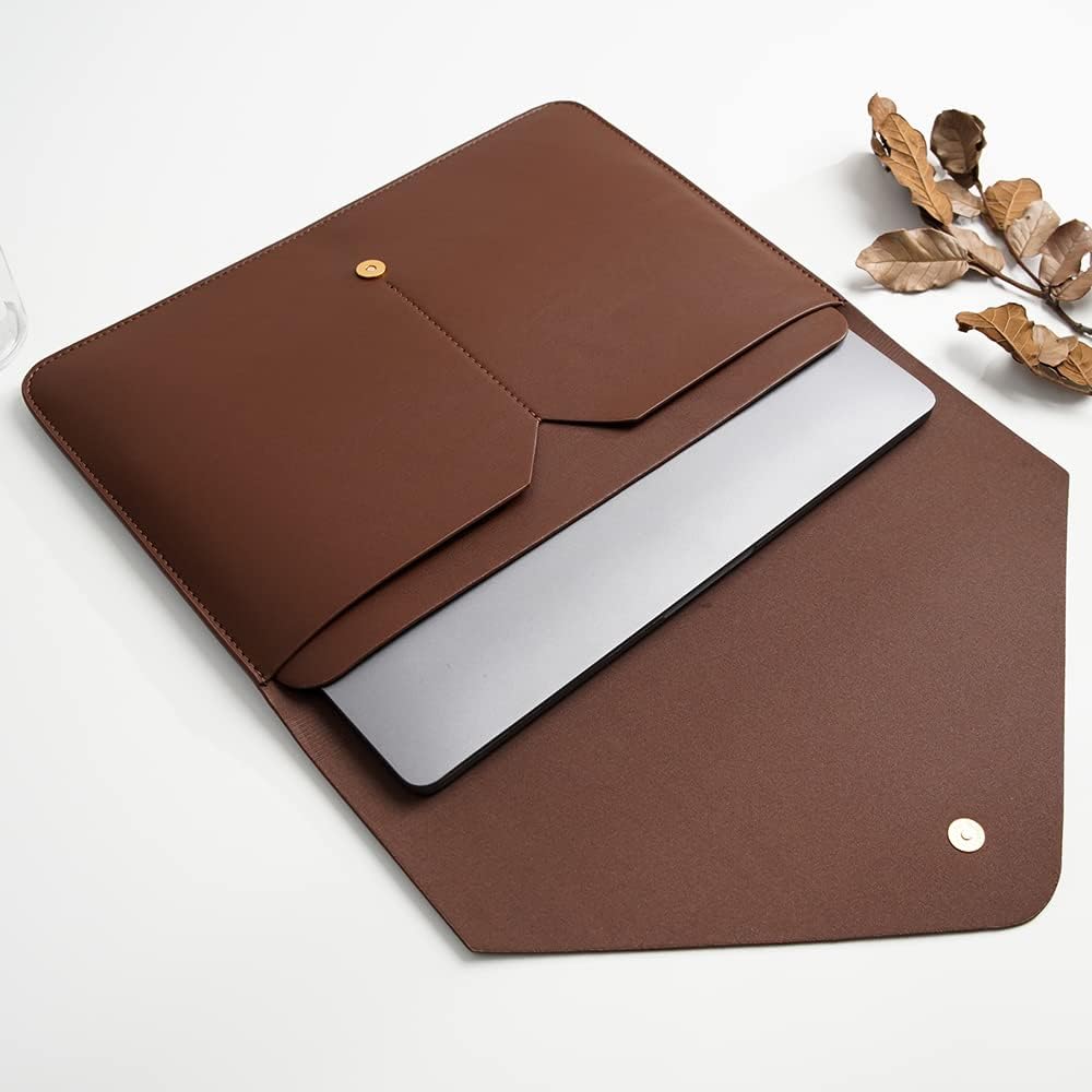 Laptop Sleeve 15 Inch Compatible with New MacBook Pro 15, New MacBook Pro 16, Surface Book 15, Dell XPS 15 with Small Pouch, Mouse Pad and Cord Organizer, Color Dark Brown