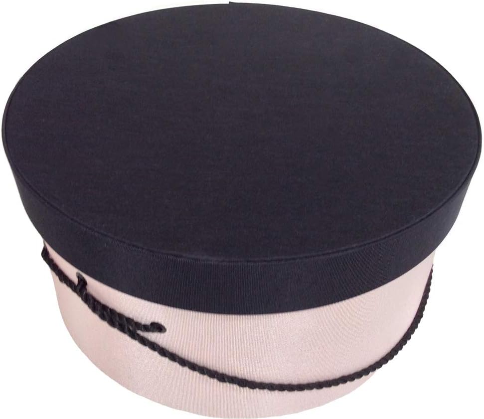 Sarah's Hat Boxes Classic Pink/Black Hat Box – 18.5" x 9.5" (Dia. x Ht.) Handmade in USA – Odorless Non-Toxic Adhesive, Cording Handle – Premium Storage for Hats & Accessories