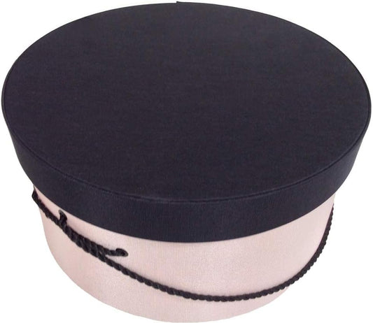 Sarah's Hat Boxes Classic Pink/Black Hat Box – 18.5" x 9.5" (Dia. x Ht.) Handmade in USA – Odorless Non-Toxic Adhesive, Cording Handle – Premium Storage for Hats & Accessories
