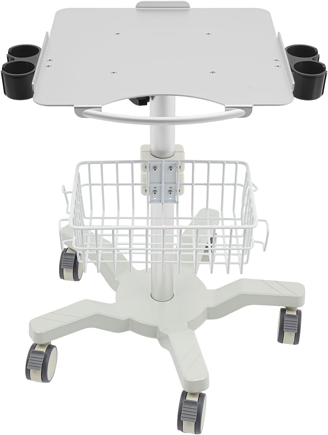 Medical Trolley Cart with Locking Wheels - Height Adjustable Mobile Workstation 24-38 inch,5 Casters Rolling Desktop Cart for Dental Clinic, Salon, Lab & Esthetician