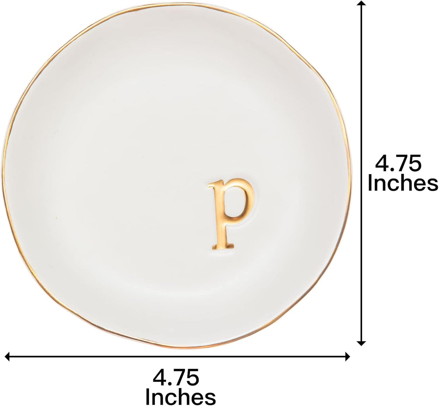 COLLECTIVE HOME - Ceramic Jewelry Tray, Decorative Trinket Dish for Rings Earrings Necklaces Bracelet Watch Keys, Birthday Mother's Day Christmas Gift for Women, 4.75", White Surface (P)