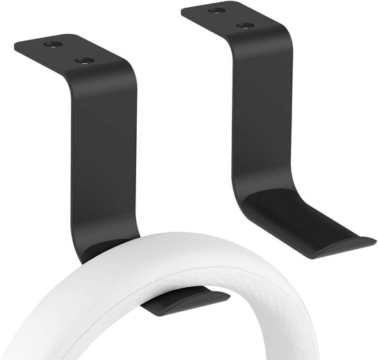 Geekria Headphone Wall Mount Aluminum Headset Holder, Gaming Headset Headphone Hook Holder, Headphone Stand Hanger Wall Mount Under Desk for All Headphones Size (2Pcs / Z/Black)