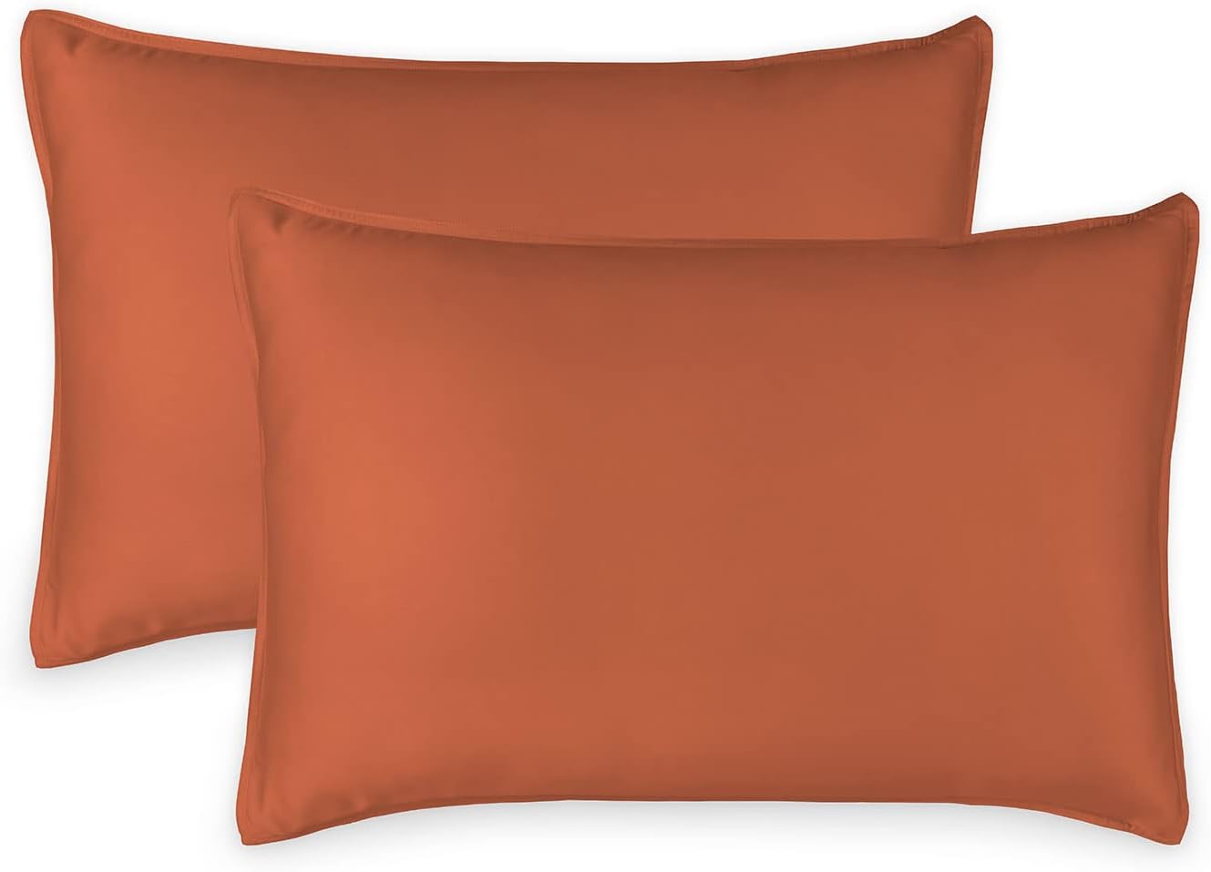 King Pillowcases by Pure Bamboo, Genuine 100% Organic Viscose Derived from Bamboo, Luxuriously Soft & Cooling, Double Stitching, Envelope Closure (2 King Pillowcases, Terracotta)