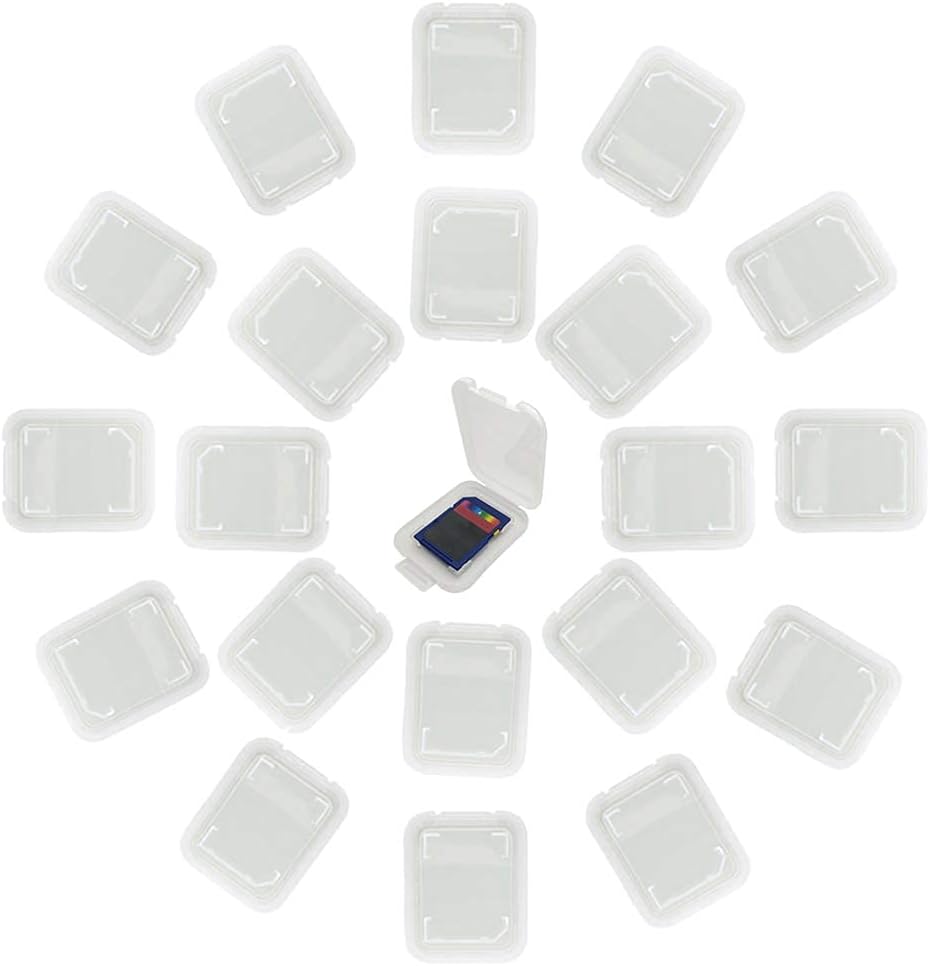 Plastic Memory Card Storage Case Compatible with SD MMC/SDHC PRO Duo White (20 PCS)