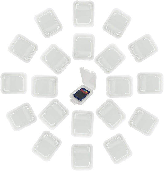 Plastic Memory Card Storage Case Compatible with SD MMC/SDHC PRO Duo White (20 PCS)