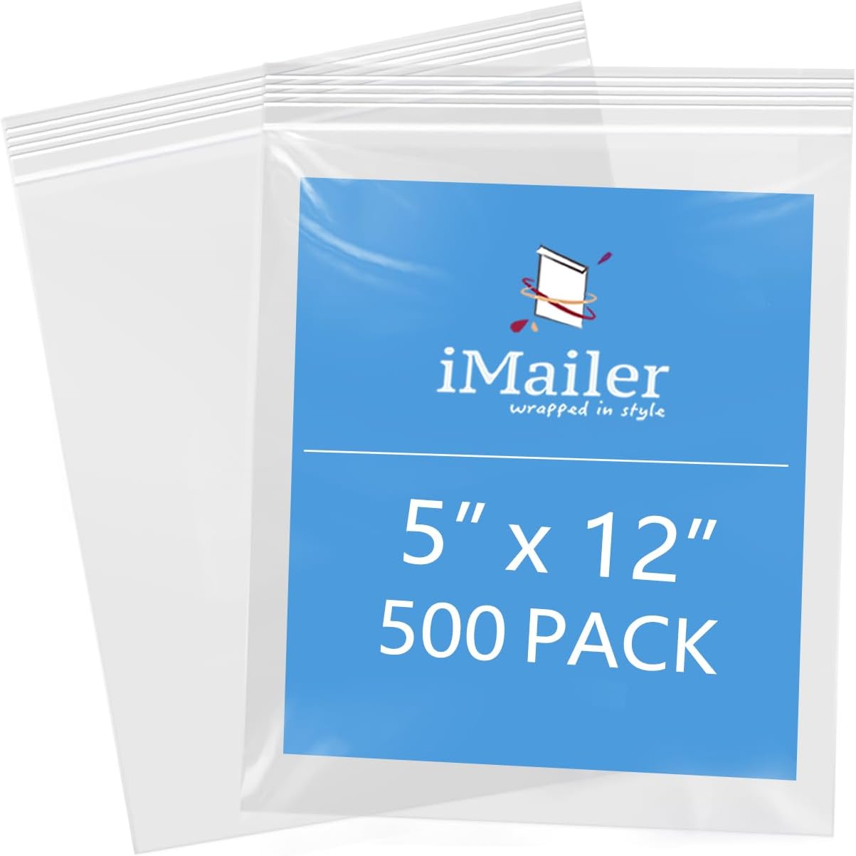 iMailer - 5" x 12" 500 Pack- 2 Mil Resealable Zip Bags- Small Clear Plastic Bags for Storage, Organizing, Crafts, Snacks, Jewelry, Hardware