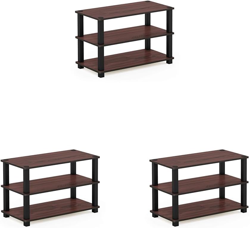 Furinno Turn-S-Tube 3-Tier Shoe Rack, Dark Cherry/Black (Pack of 3)
