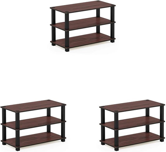 Furinno Turn-S-Tube 3-Tier Shoe Rack, Dark Cherry/Black (Pack of 3)