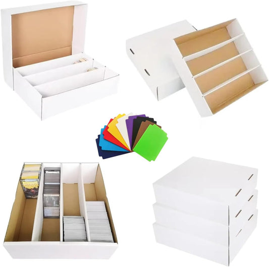8 Set Sports Card Storage Boxes 3150 Count Bulk Card Trading Cards Collection Box Cardboard Card Storage Box for Card Game Baseball Card Sorting Tray Cases Cards with 10 Dividers Collector Cards Boxes