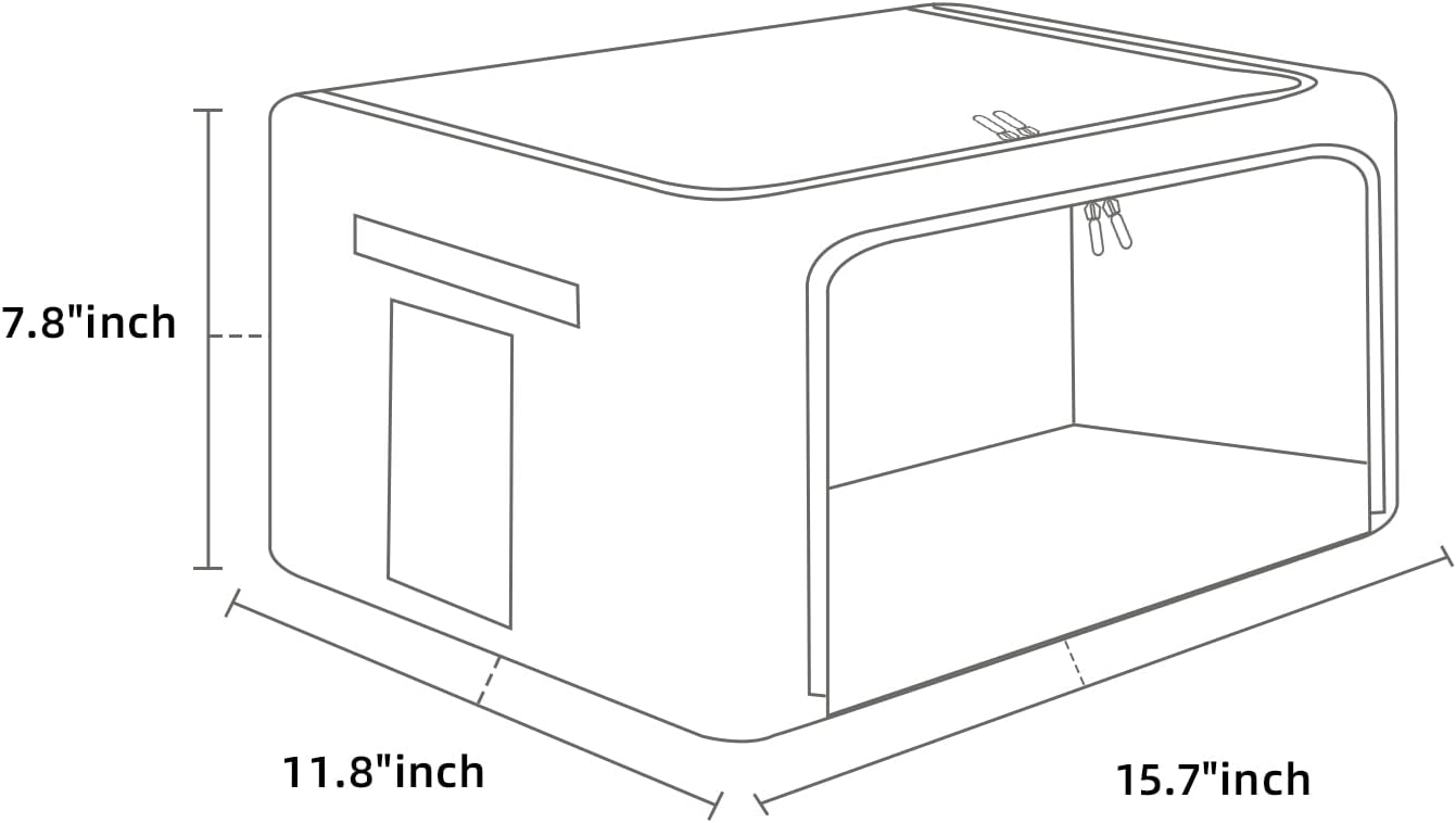 FHSQX 2 Pack Clear Window Storage Bins Foldable Fabric Storage Bins Boxes for Clothes Stackable Box Organizer Set with Carrying Handles (Beige, 22L,15.7x 11.8x 7.8 Inch)