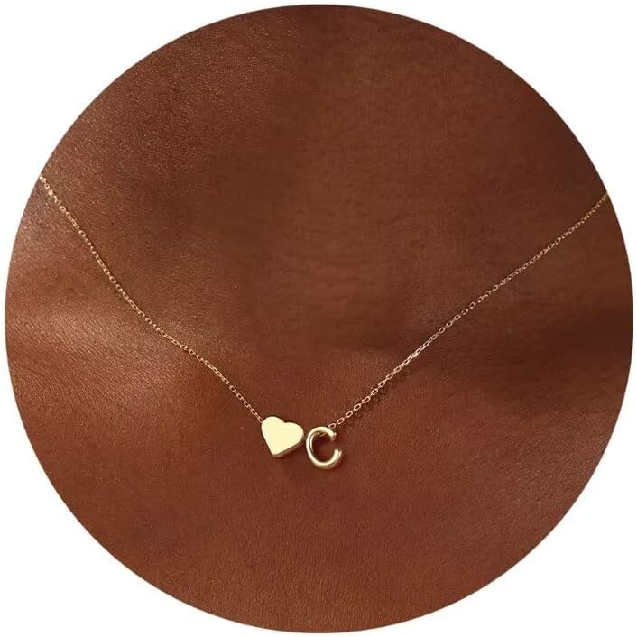 Turandoss Christmas Gifts for Grandkids - Dainty 18K Gold Plated Tiny Heart Initial A-Z Letter Pendant Necklace Stocking Stuffers for Teen Girls Jewelry