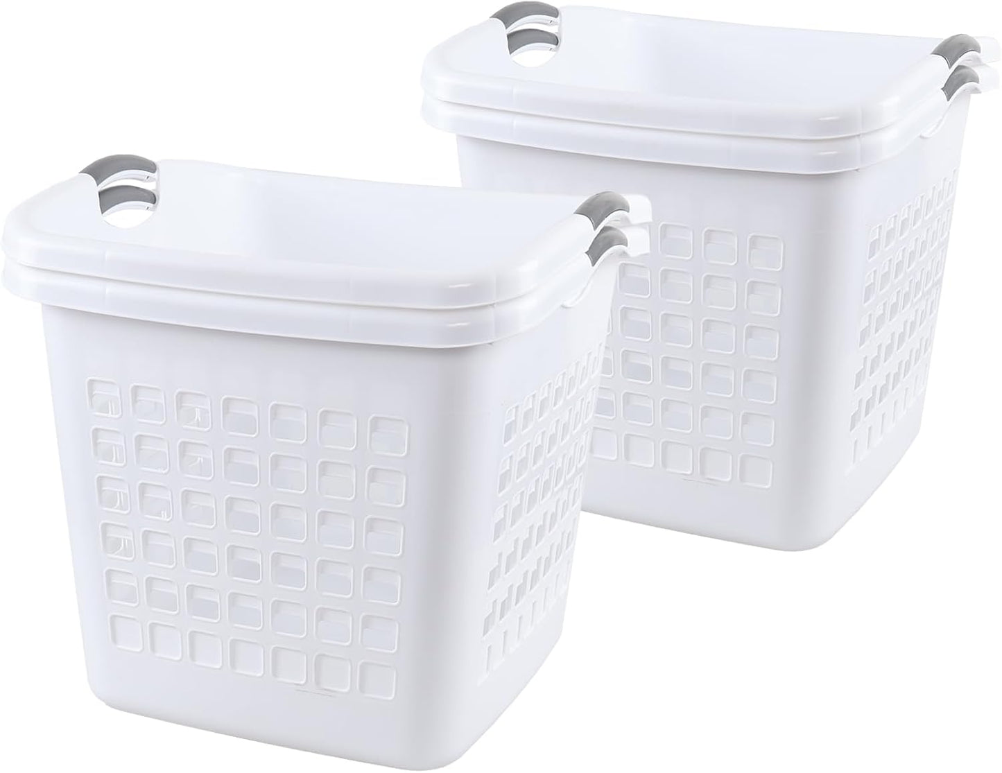 4 Packs 70 Liter Large Laundry Hamper with Handles, Plastic Laundry Clothes Baskets for Storage, White