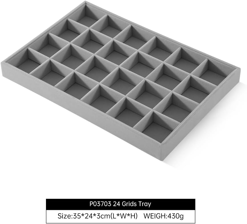 Stackable Jewelry Organizer Trays, Velvet Drawer Jewelry Organizer,Premium Earring Organizers And Storage,Luxury Gemstone Storage,Grey Jewelry Tray