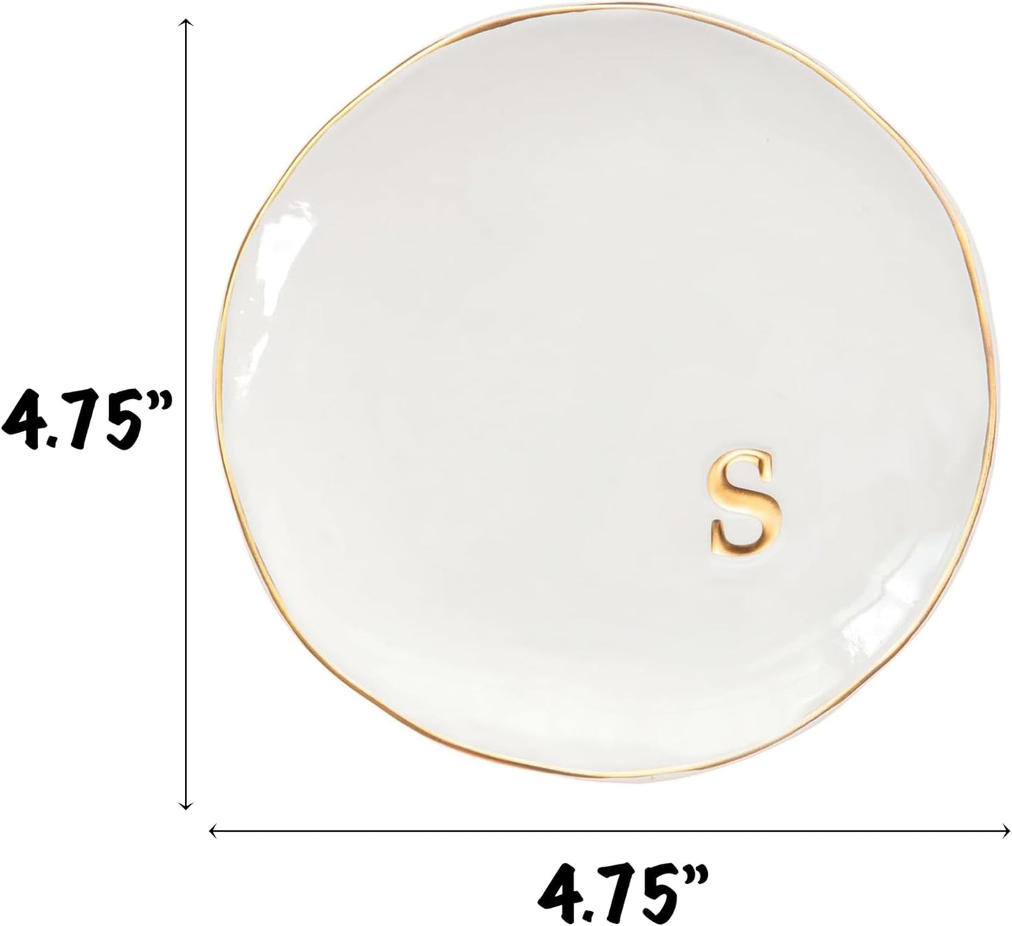 COLLECTIVE HOME - Ceramic Jewelry Tray, Decorative Trinket Dish for Rings Earrings Necklaces Bracelet Watch Keys, Birthday Mother's Day Christmas Gift for Women, 4.75", Glossy (s)