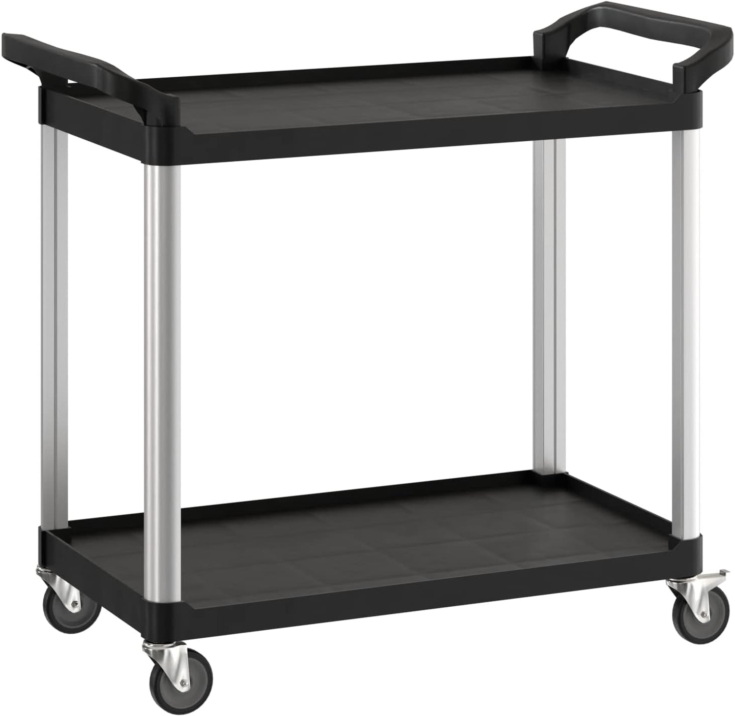Black Utility/Bussing Cart with Two Shelves - 42" x 20"