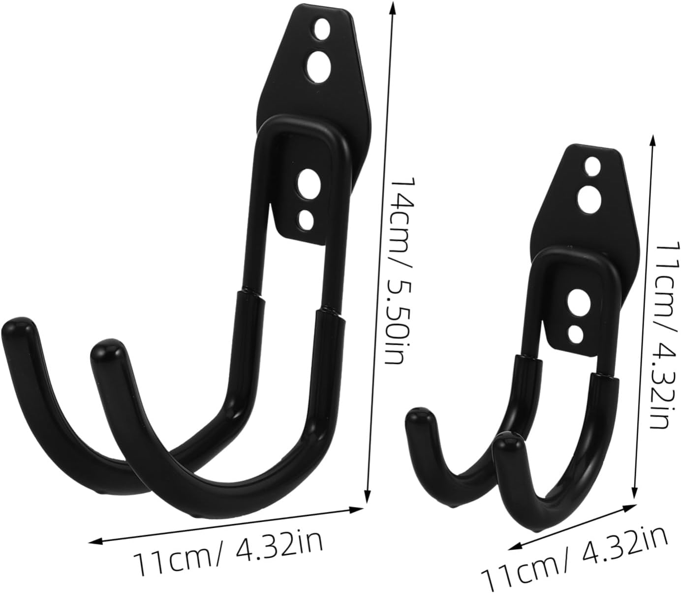 4pcs Heavy Duty Garage Hooks Wall Mounted Storage Organizer with Anti-Slip Coating for Hanging Garden Tools Ladders Bikes and Hoses Easy Install Black Utility Rack