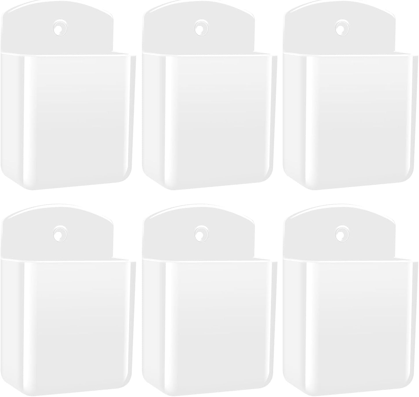 6 PCS Remote Control Holders Wall Mount, Self Adhesive TV Air Conditioner Remote Control Holder, Wall Mount Storage Box Organizer Wall Pen Holder Storage for Home Office School (White)