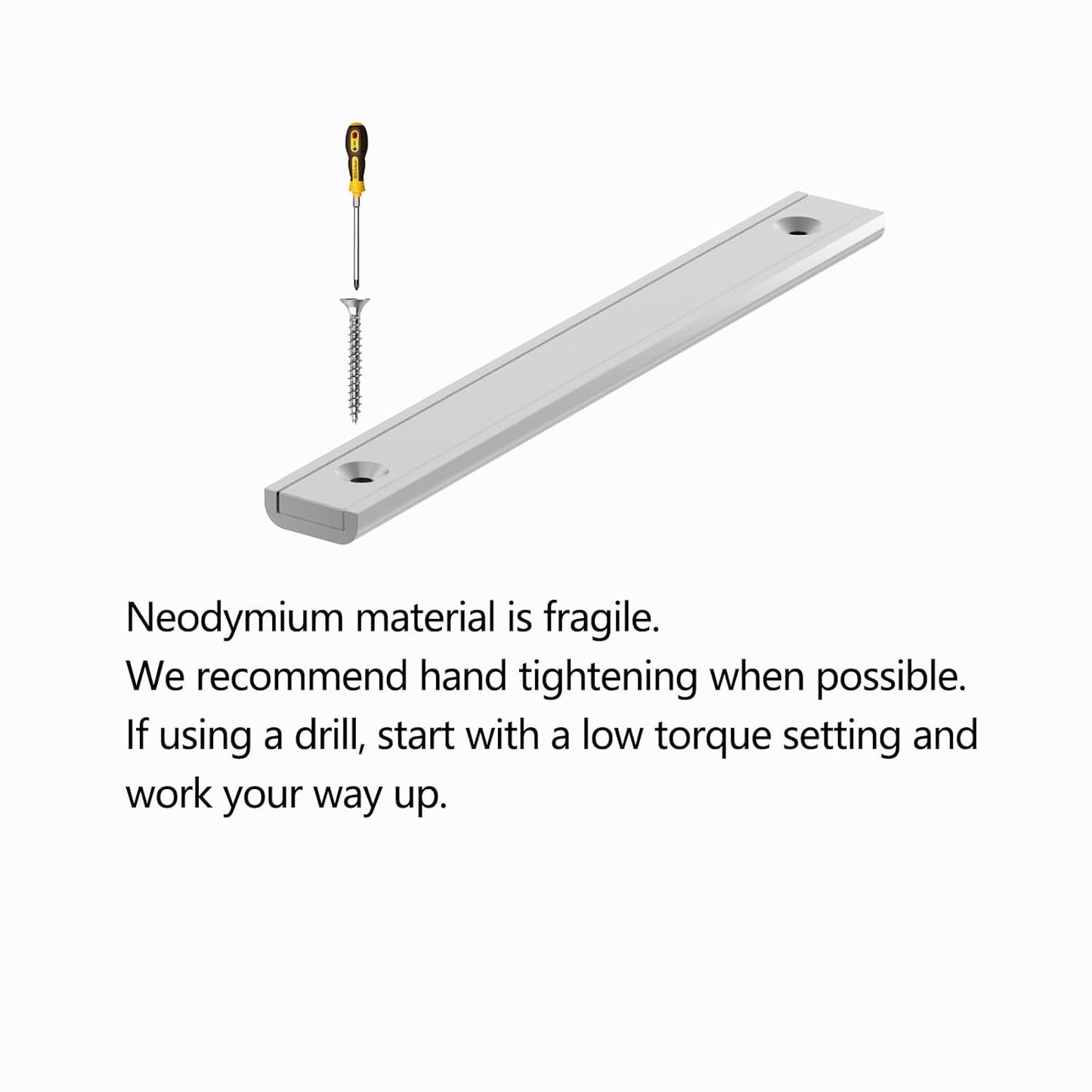 Super Strong Neodymium Rectangular Channel Magnet - 5.00" Length- 6 Pack,Pot Magnets with Matching Screws,Strong Rare Earth Magnets with Countersunk Holes,Magnetic Knife Tools Holder