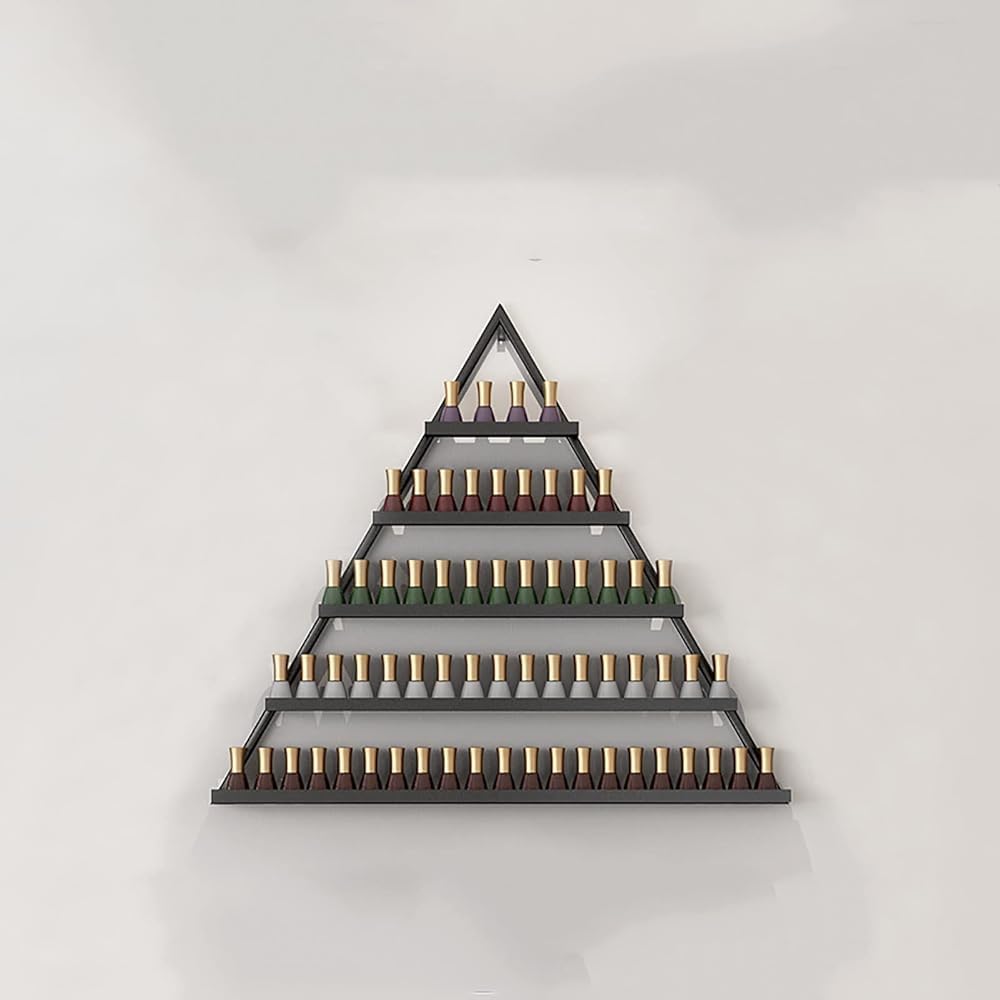 Wall Mounted Shelf Nail Polish Bottle Display Rack, Triangular Essential Oil Perfume Storage Rack, Multifunctional Hanging Salon/Beauty/Nail Shop Organizer Perfume Holder(Size:1,Color:Black)