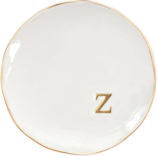 COLLECTIVE HOME - Ceramic Jewelry Tray, Decorative Trinket Dish for Rings Earrings Necklaces Bracelet Watch Keys, Birthday Mother's Day Christmas Gift for Women, 4.75", Glossy (z)