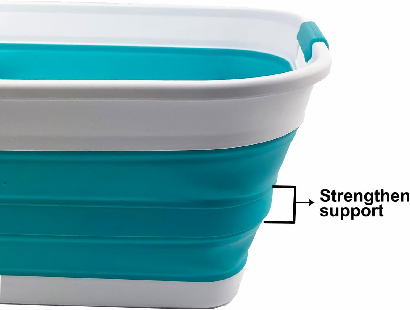 SAMMART 27L (7.1 Gallons) Collapsible Plastic Laundry Basket with Handle-Foldable Pop Up Storage Basket with handle (1, White/Ceramic Blue)