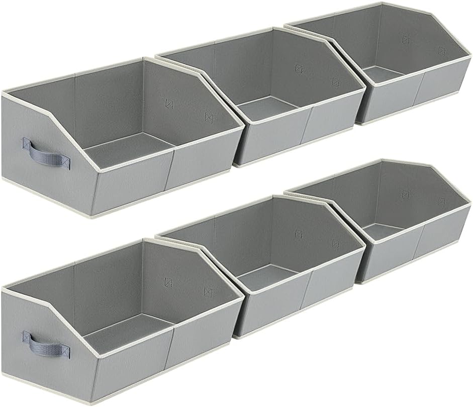 Large Storage Bins Baskets - 6 Pack Closet Storage Cubes, Fabric Baskets for Organizing, Cube Organizer Bins with Handles, Foldable Boxes for Clothes, Towels, Grey