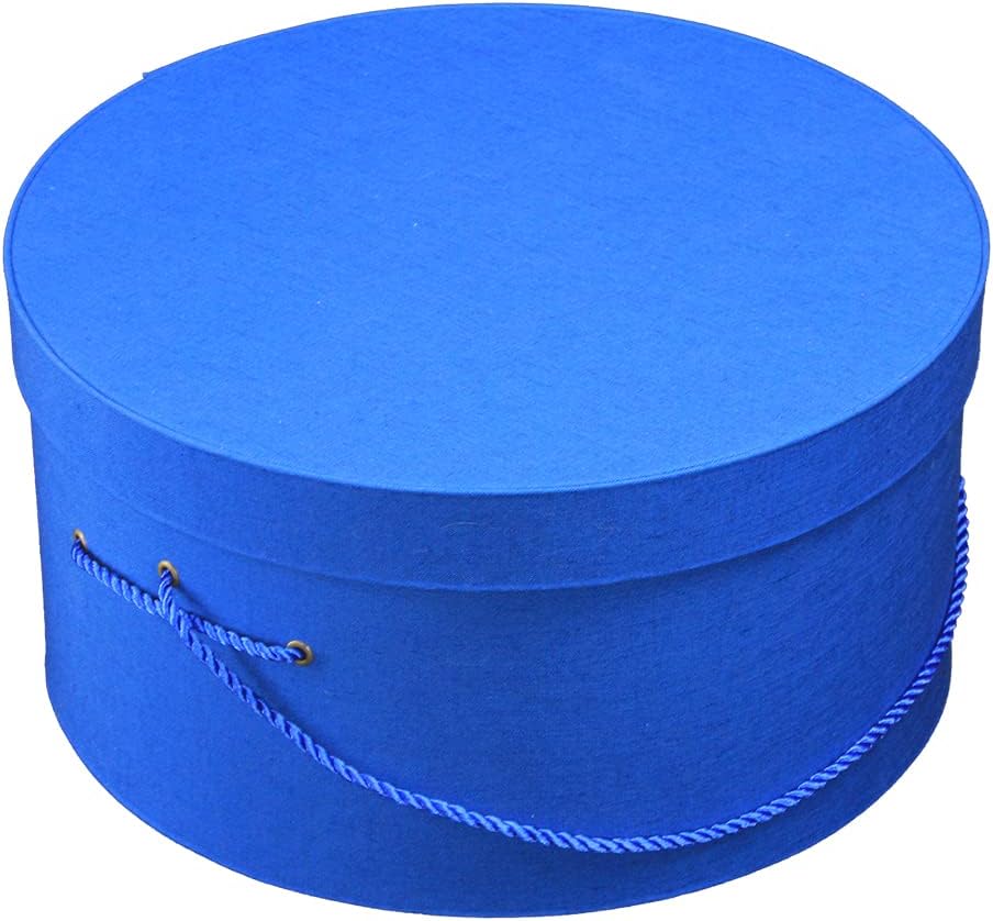 Sarah's Hat Boxes Classic Royal Hat Box – 16.75" x 8.5" (Dia. x Ht.) Handmade in USA – Odorless Non-Toxic Adhesive, Cording Handle – Premium Storage for Hats & Accessories
