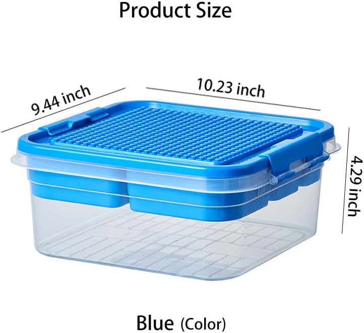 Storage Organizer Bins for Lego, Building Blocks Storage with Building Baseplate Lid, Storage Containers for Building Brick Storage Plastic Stackable Organizer Bin