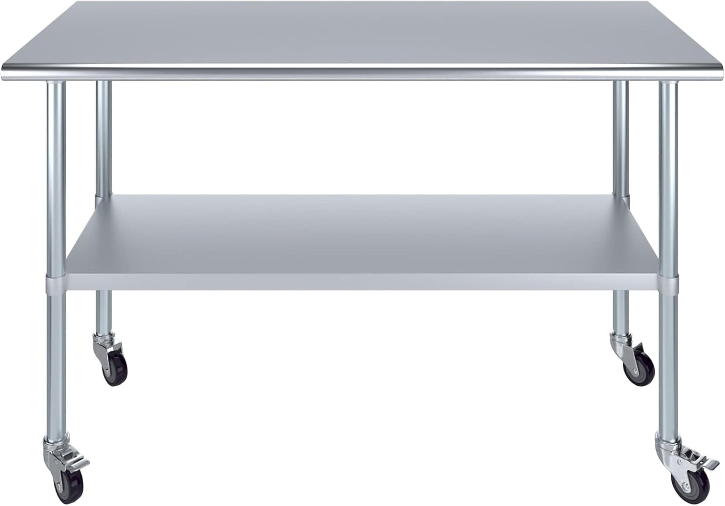 AmGood 60" Long x 24" Deep Stainless Steel Table with Casters