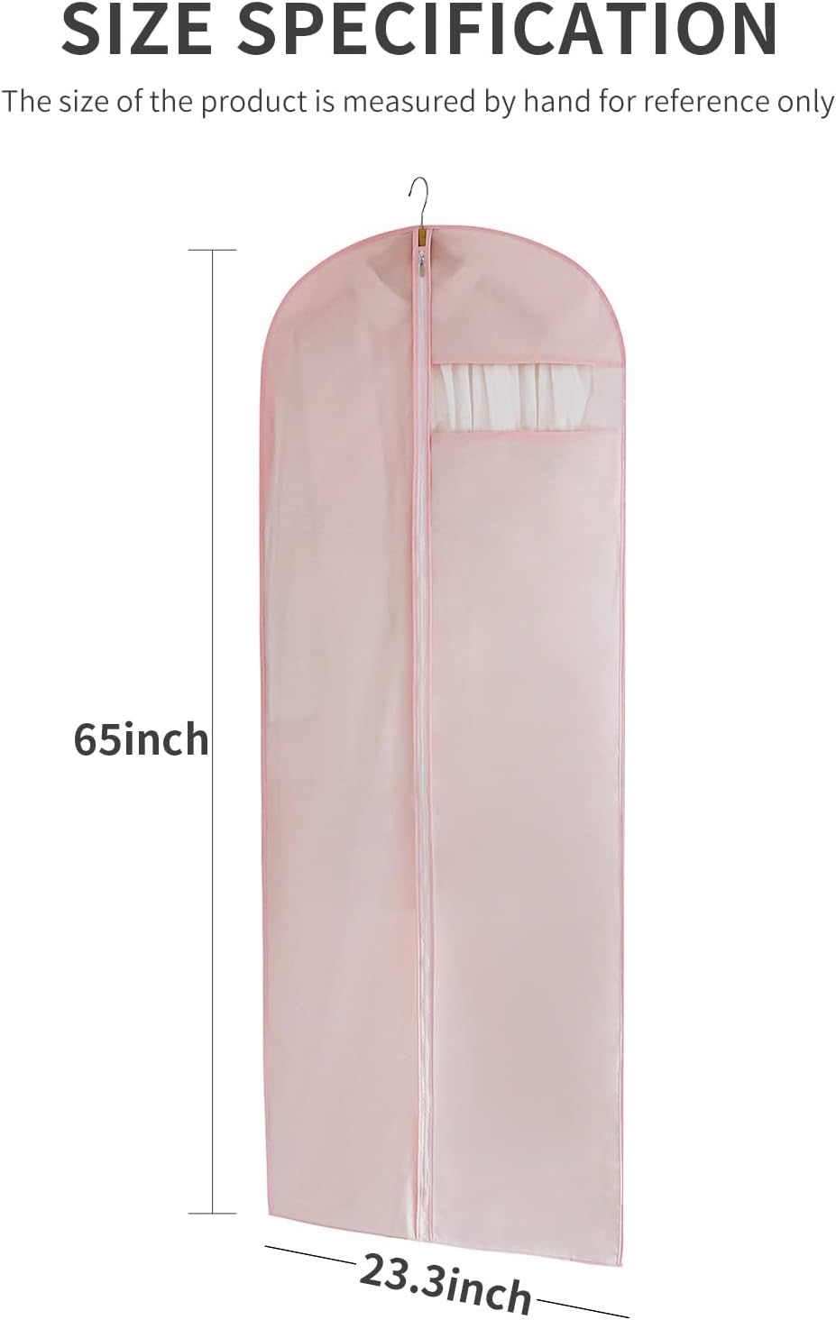Pink Dress Bags for Gowns Long, 65'' Long Dress Clear Garment Bag(Set of 2, 23.3'' X 65'')