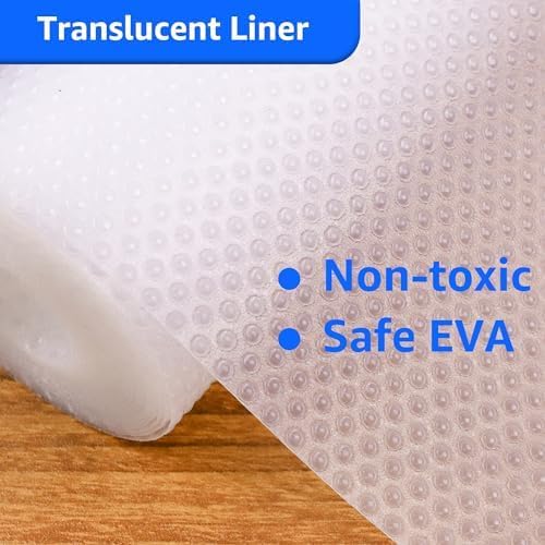 PABUSIOR Clear Cabinet Shelf Liner: 14.4" x 96 Inch Translucent Kitchen Drawer Mat - EVA Waterproof Easy to Cut Refrigerator Liner