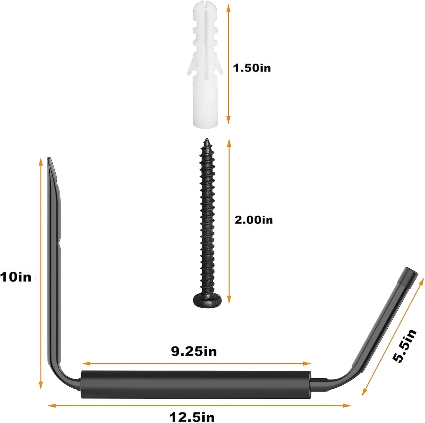 WALMANN Kayak Storage Rack, Wall Mount Kayak Hooks for Garage Utility Storage Hangers for Canoe, Surfboard, Skiis, Snowboard, Paddle Board, Ladders