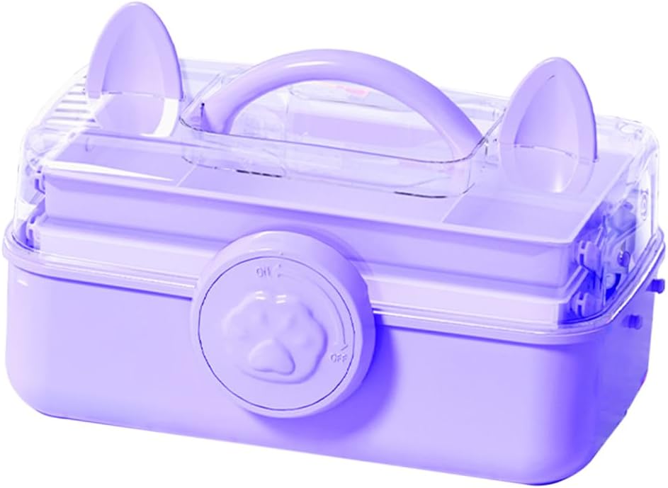 Bow Knot Hair Accessories Organizer Box - Cute Dust Proof Childrens Jewelry Storage Box, 3 Layers Plastic Storage Box for Clips, Headbands, Bands, Jewelry, etc