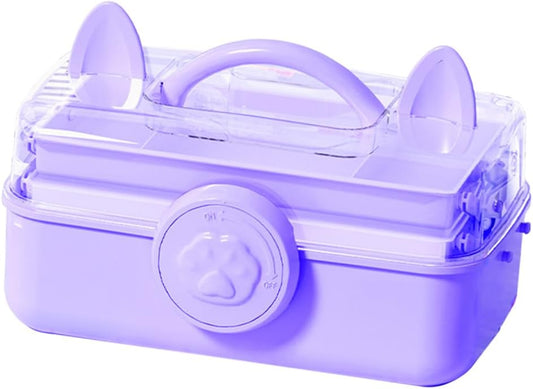 Bow Knot Hair Accessories Organizer Box - Cute Dust Proof Childrens Jewelry Storage Box, 3 Layers Plastic Storage Box for Clips, Headbands, Bands, Jewelry, etc